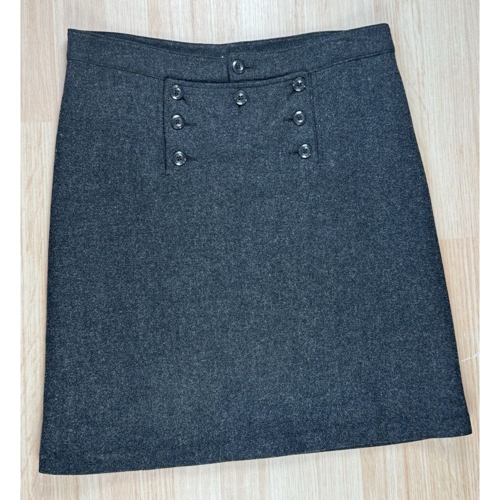 Old Navy Skirt Womens Size 8 Gray Button Front Wool Blend Sailor Style Straight